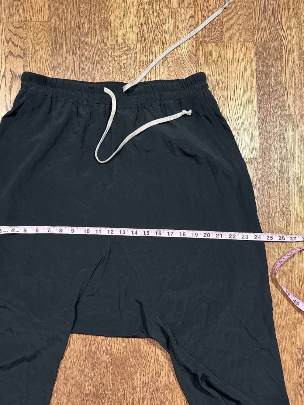 Rick Owens FW23 Luxor Drawstring Drop Crotch Cropped Pants Silk Blend Womens 10 - Picture 14 of 14
